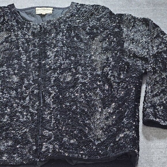 Jacket Women 40 S/M Black VTG 60s Sequins British Crown Colony of Hong Kong Art - Picture 10 of 16